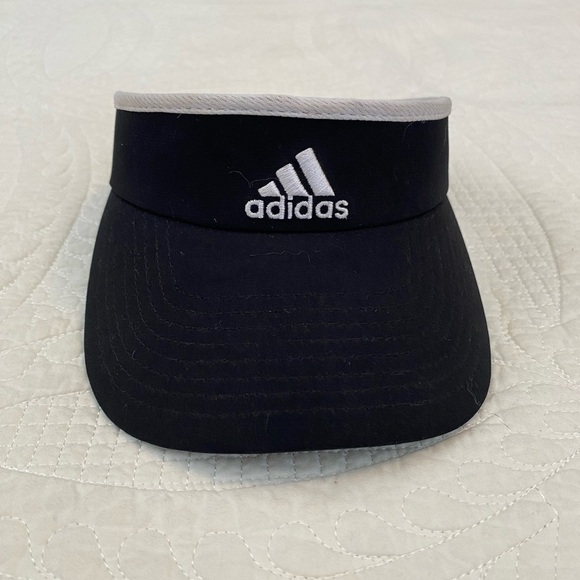 adidas Accessories - Adidas Black Sports Visor with White Logo and White Trim
